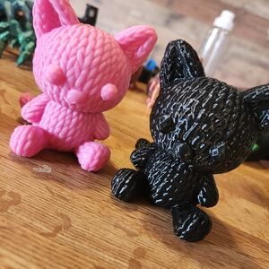 Pink and Black 3D Printed Knitted Kitties